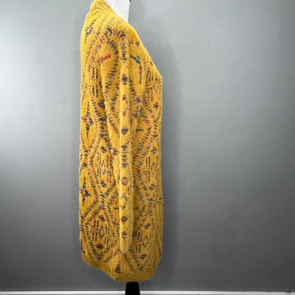 Annabelle Long Cardigan Sweater size S/M Aztec Mustard Gold Yellow Cozy Soft - Picture 4 of 6